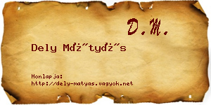 Dely Mátyás névjegykártya